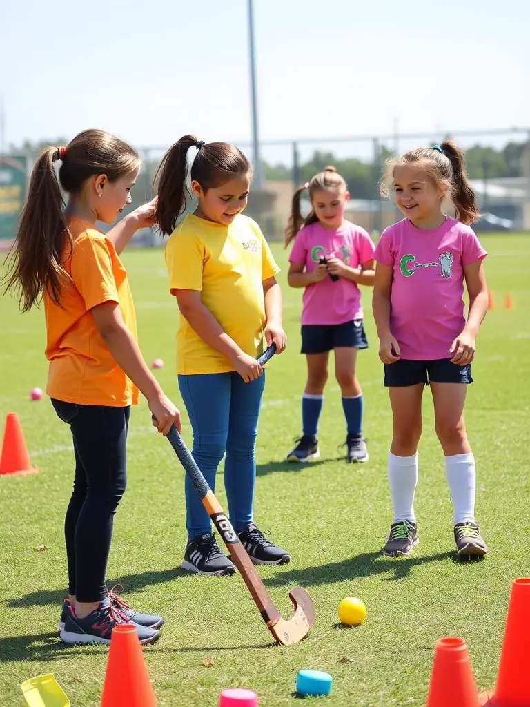 A dynamic image of young children participating in a beginner's ice hockey program, showcasing their enthusiasm and initial skills development.